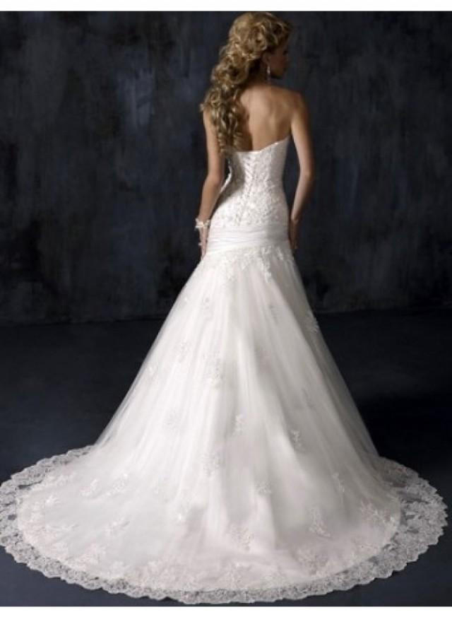 wedding photo - A-line Sweetheart Chapel Train Lace Wedding Dress WE4050
