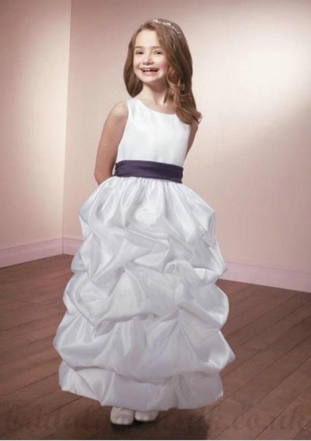 wedding photo - A Line Scoop Knee Length Satin White Perfect Flower Girl Dress