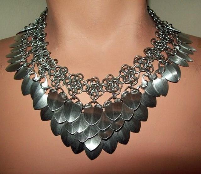 Chainmaille Necklace, Scalemail Choker. Tribal, Bellydance, Elven, Slave Collar, Scale, Gothic, Sexy, Scale Choker