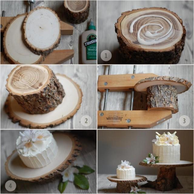 wedding photo - DIY Rustic Wedding Cake Stand