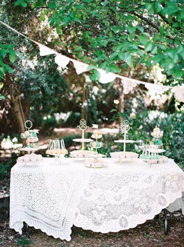 wedding photo - Antique Lace Linens In Wedding