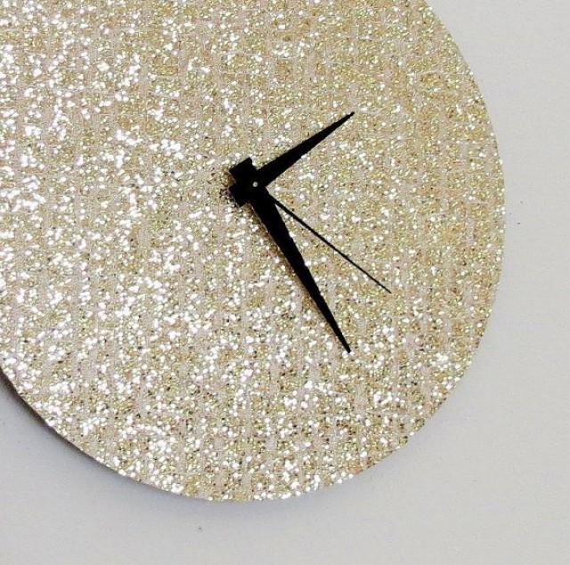 Unique Wall Clock, Gold Glitter Clock, Great Gatsby, Home And Living, Decor & Housewares, Living Room Decor, Unique Gift