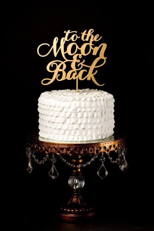 Wedding Cake Topper - To The Moon And Back - Gold