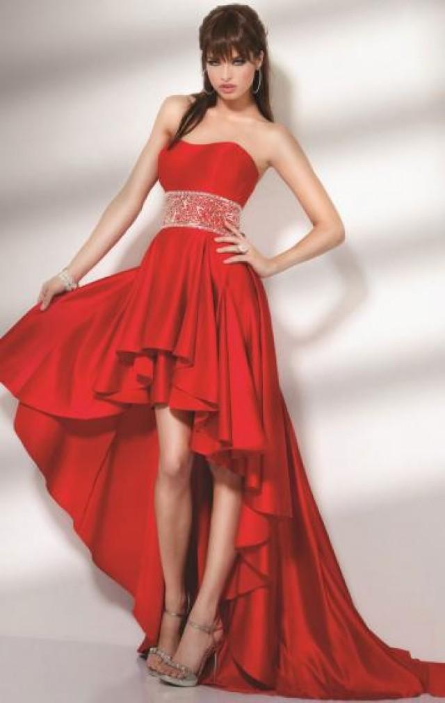 wedding photo - Robe de soirée merveilleuse assymetrique rouge de taffeta LFNAE0006