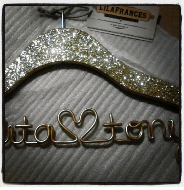 Gatsby Themed Sparkle Wedding Hanger, Personalized, Custom Hanger, Bride Hanger, Name Hanger, Bridal Gift, Glitter Wood THE ORIGINAL
