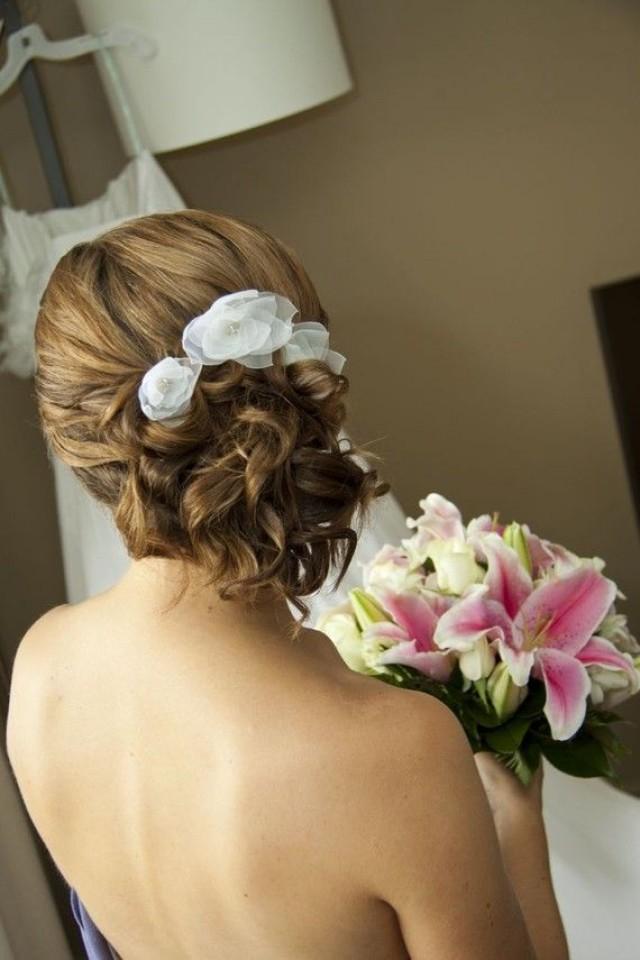 wedding photo - White Lily Flower Bridal Hair Pins, Bridal Hair Flowers, Bridesmaids Hair Flowers