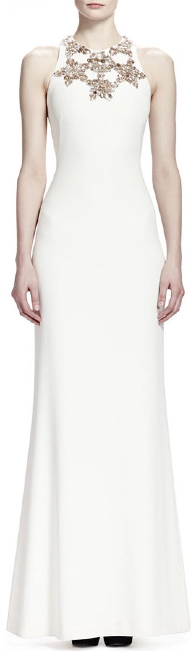 Alexander McQueen Sleeveless Star Bodice Gown, Vanilla
