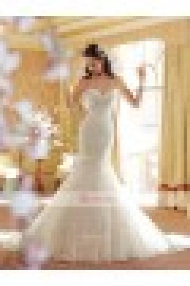 wedding photo - Mermaid/Trumpet Sweetheart Lace-up Court Train Organza Sleeveless Wedding Dresses