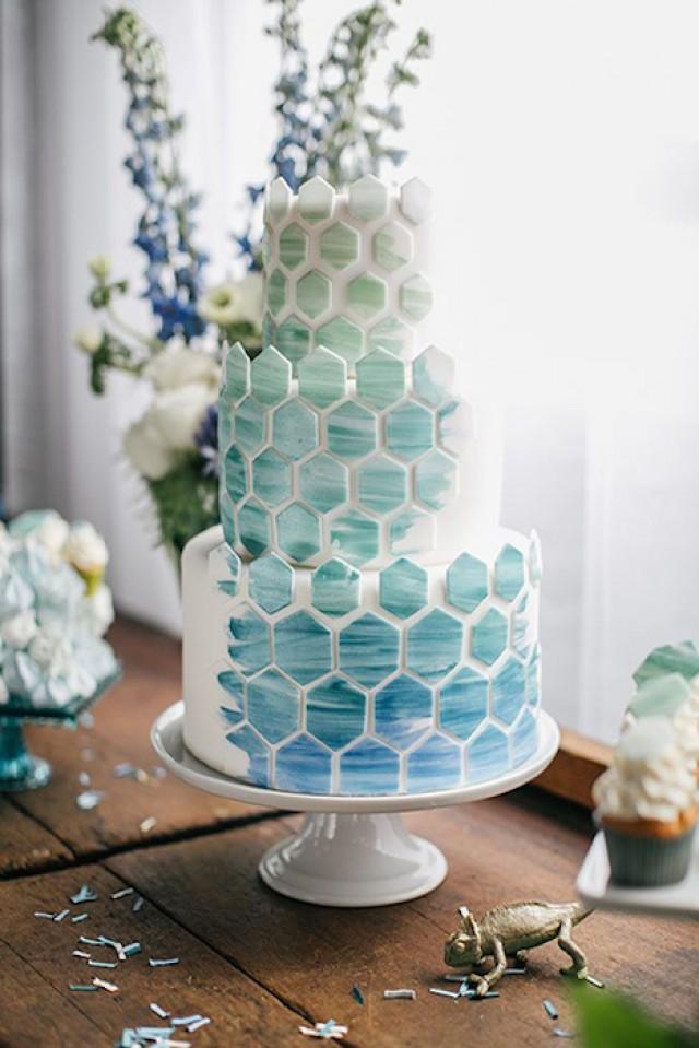 11 Amazing Geometric And Mosaic Wedding Cakes Weddbook