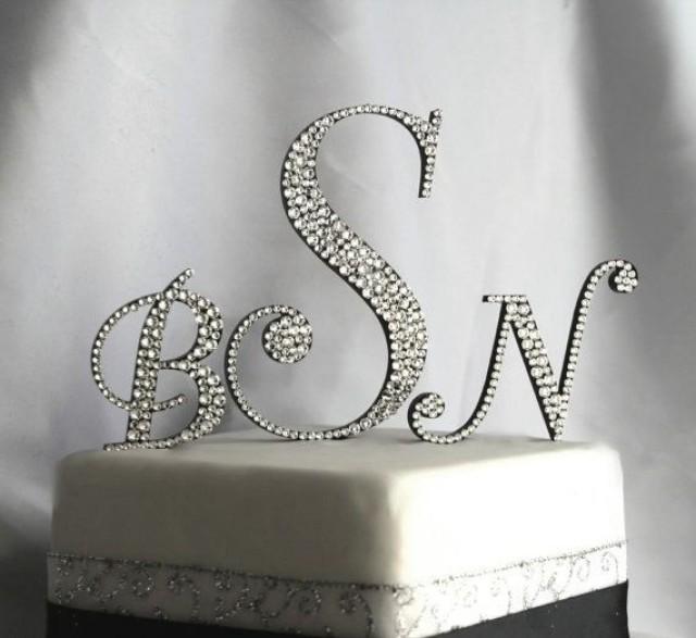 Three Initial Monogram Cake Topper In Any Letters A B C D