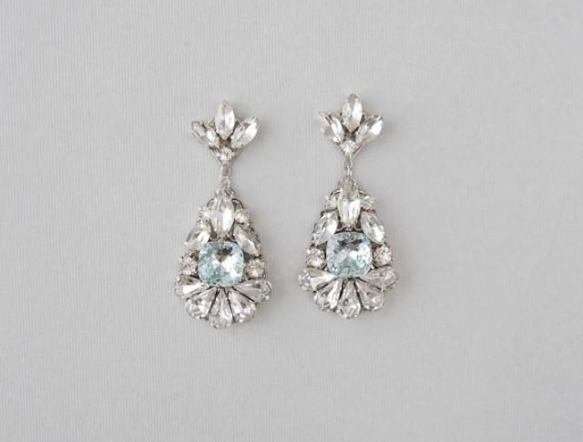 wedding photo - Wedding Earrings - Bridal Earrings, Deco Earrings, Gatsby Earrings, Dangle Earrings, Teardrop Earrings, Bridal Jewelry - Something Blue