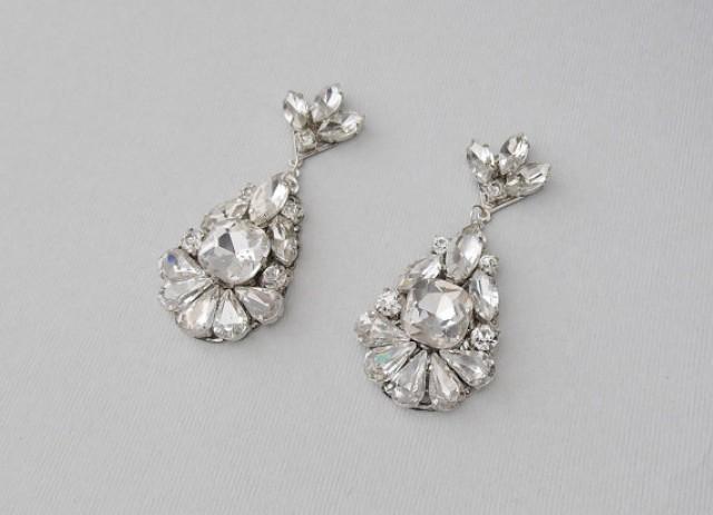 wedding photo - Wedding Earrings - Chandelier Bridal Earrings, Vintage Style, Crystal Rhinestone Earrings, Dangle Earrings, Bridal Jewelry - DEIRDRA