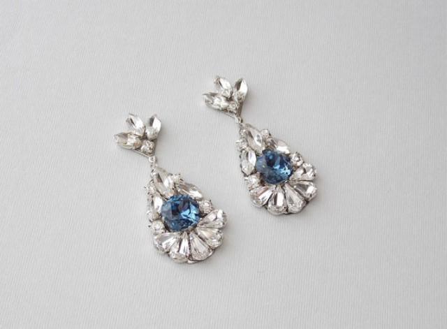 wedding photo - Wedding Earrings - Bridal Earrings, Deco Earrings, Gatsby Earrings, Dangle Earrings, Teardrop Earrings, Bridal Jewelry - Something Blue