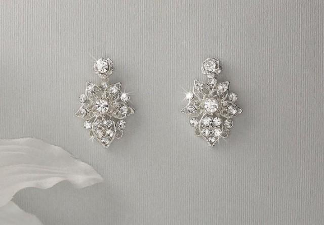 wedding photo - Crystal Bridal Earrings - Wedding Earrings, Rhinestone Earrings, Dangle Earrings, Drop Earrings, Wedding Jewelry - ALEXA