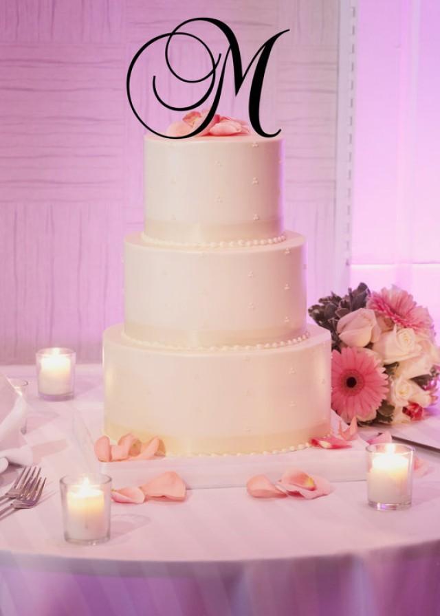 wedding photo - 6" Tall Acrylic Monogram Initial Wedding Cake Topper Any Letter A B C D E F G H I J K L M N O P Q R S T U V W X Y Z