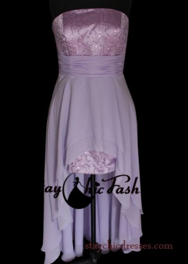 wedding photo - Light Purple Glittering Strapless Layered High Low Dress for Homecoming