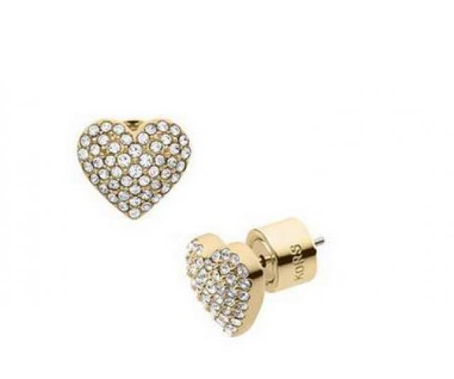 wedding photo - Michael Kors Pave Stud Heart Golden Earrings