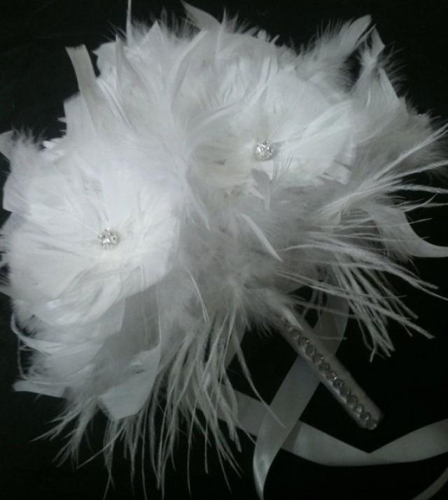 Snow White Ostrich Feather Flowers BLING By KristinDangerDesigns