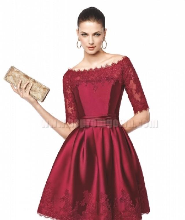 wedding photo - Red Short Cocktail Dresses 2015 Pronovias Style NARIMA