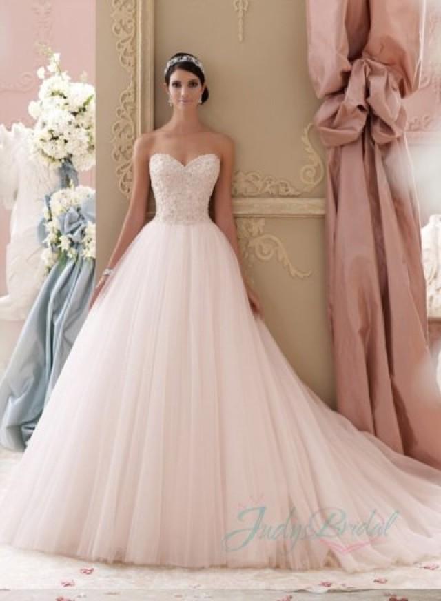 jol229 2015 blush pink colored sweetheart tulle princess ball gown wedding dress