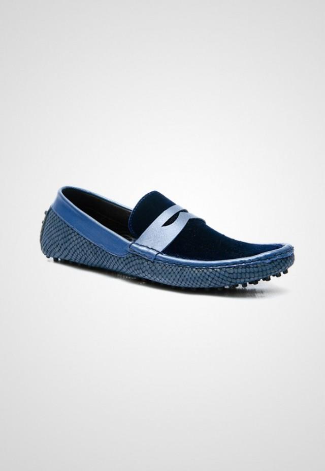 wedding photo - Best Sellers - Culzado Blue Velvet Loafers Shoes