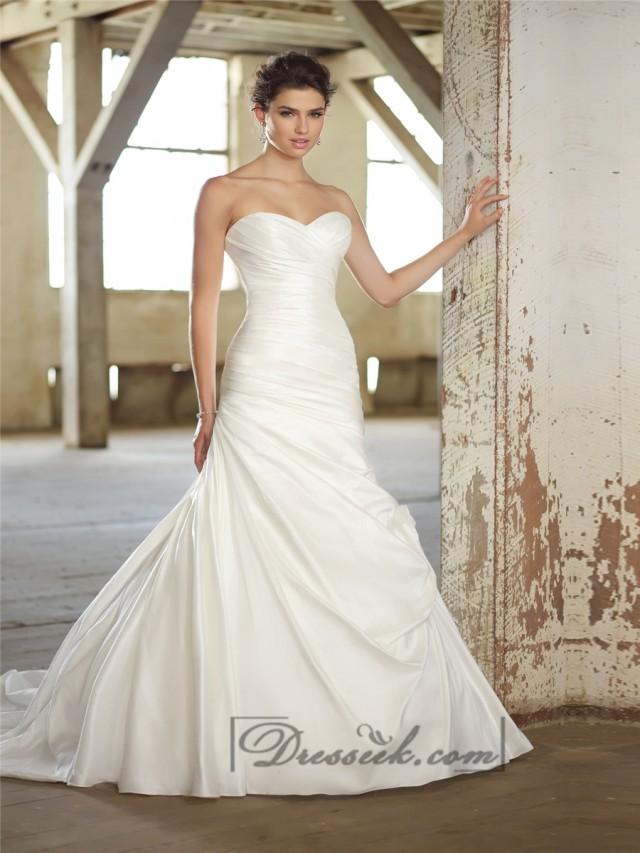 wedding photo - Strapless Sweetheart Ruched Bodice Simple Wedding Dresses