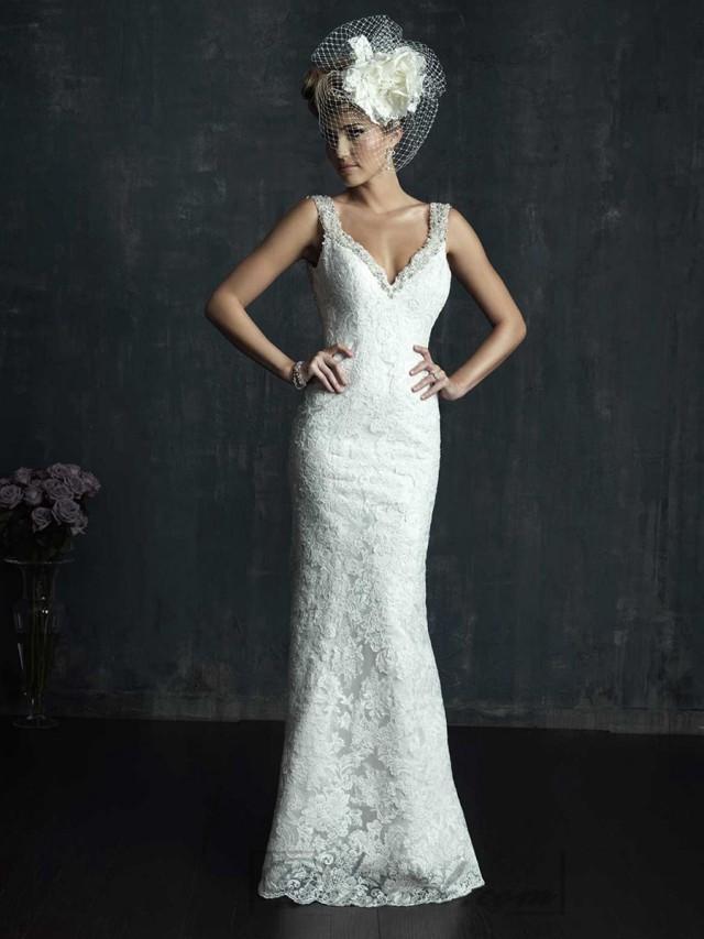 wedding photo - Beaded Straps Plunging Neckline Wedding Dresses with Low Back