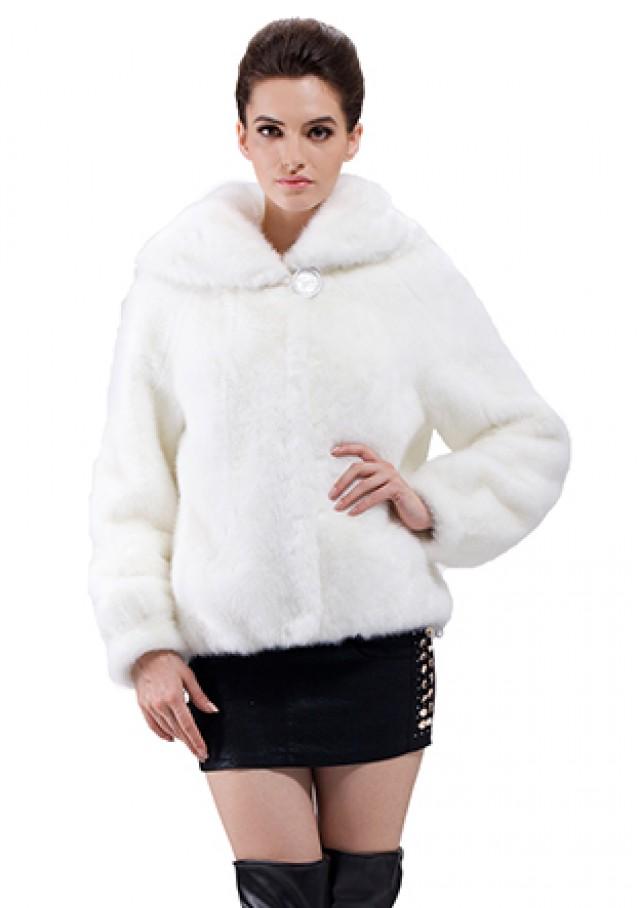 wedding photo - Faux white mink fur coat  for women