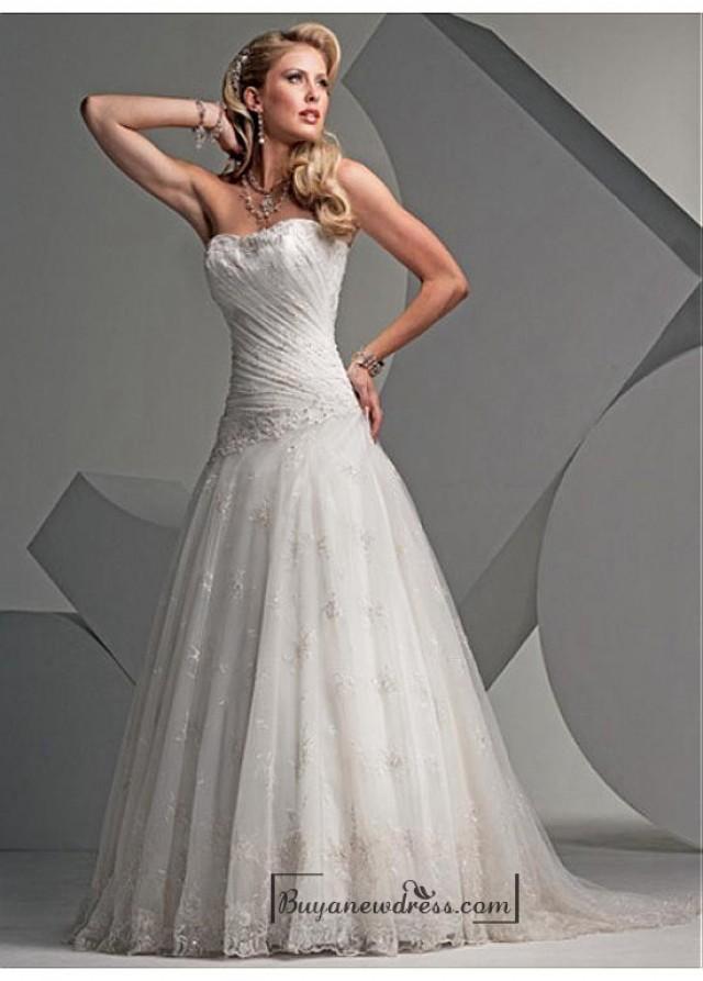 wedding photo - Beautiful Elegant Lace A-line Strapless Wedding Dress In Great Handwork