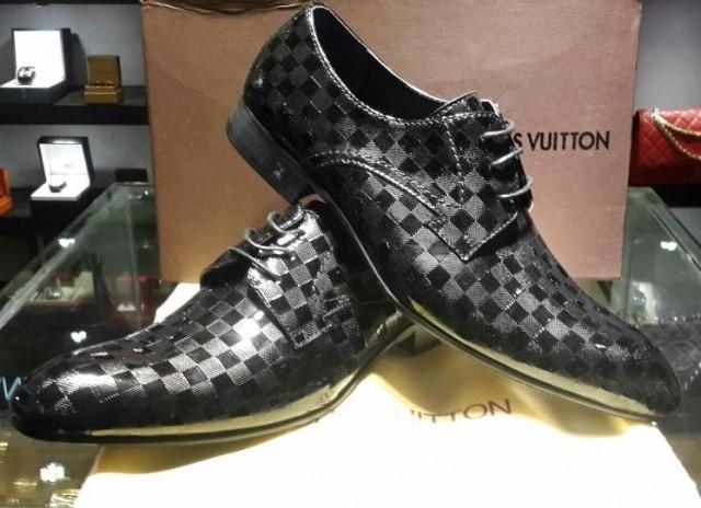 Louis VUITTON Mens LV Dress Black Damier Leather Shoes #2204919 - Weddbook