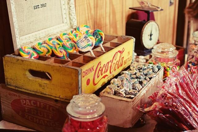 wedding photo - Rustic Vintage Candy Buffet