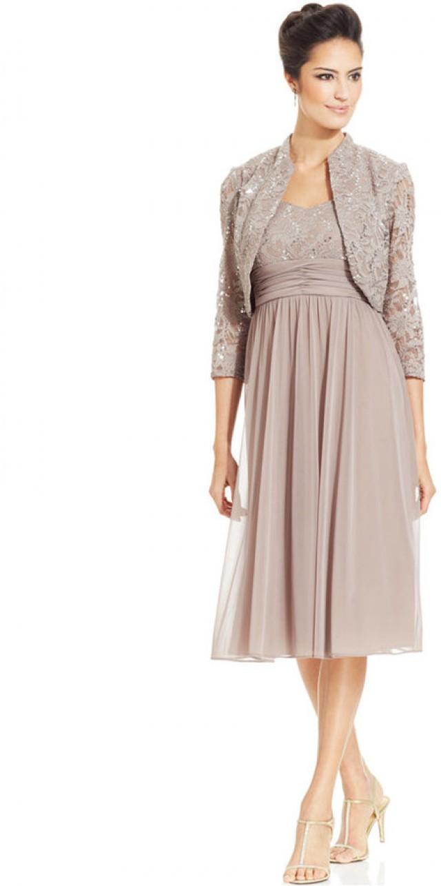 R m richards sequined lace belted gown and clearance jacket