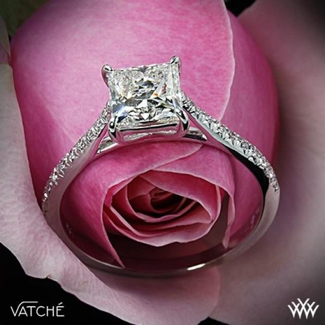Platinum Vatche "Aurora" Diamond Engagement Ring For Princess Cut Diamonds