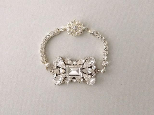 wedding photo - Wedding Bracelet, Gatsby Bracelet, Bridal Bracelet, Swarovski Crystals, Vintage Style, Rhinestone Bracelet, Art Deco Style - ANASTASIA