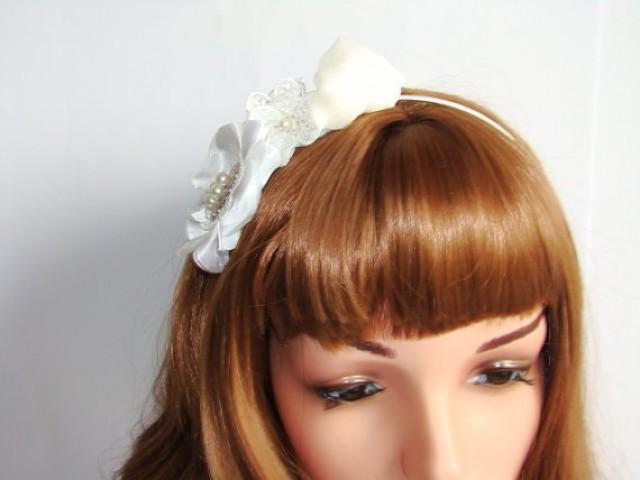 wedding photo - Bridal Headpiece - Romantic Bridal Headpiece - Silk Flowwer Bridal Headband