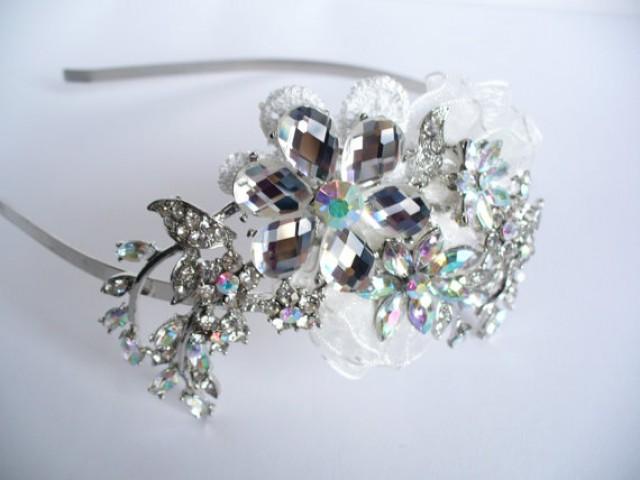 wedding photo - Bridal Headband - AB Crystal Alice Band - Wedding Jewelry - Bridal Headpiece