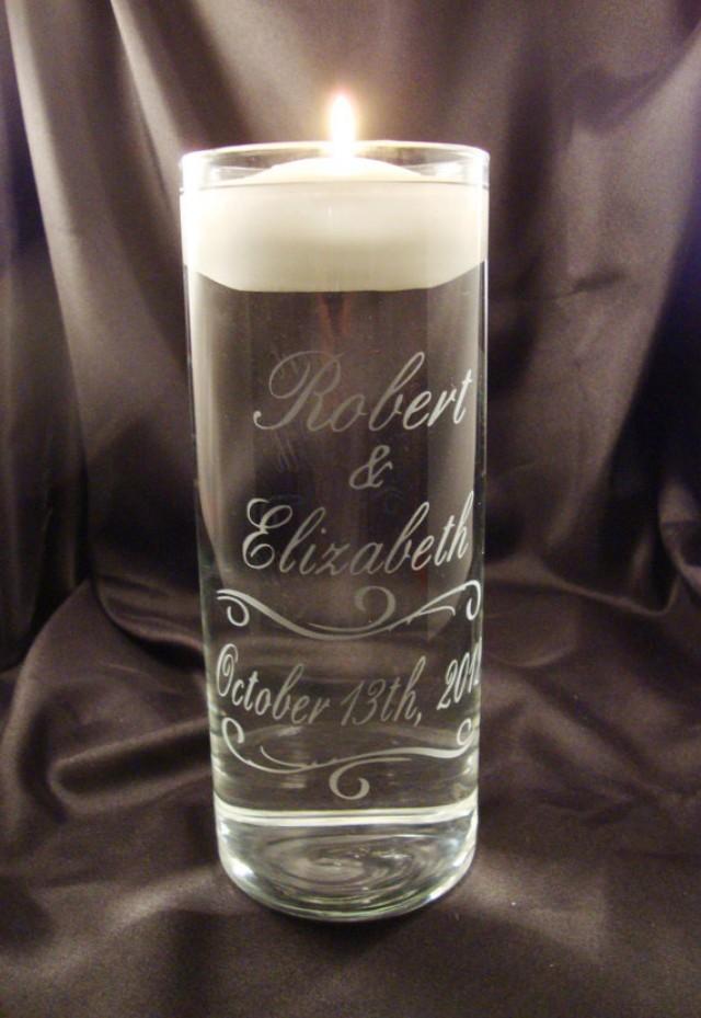 Wedding Unity Candle Vase Personalized Etched Glass Candle Vase W/ Floating Candle 2215978