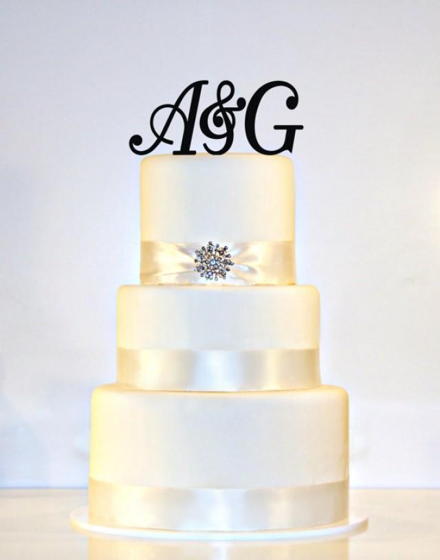 Wedding Cake Topper Monogram 2 3 Tall Initials And Ampersand Acrylic In Any Letters A B C D E