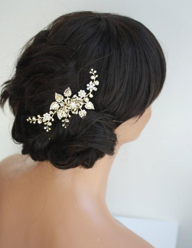 Gold Bridal Hair Comb Wedding Hair Accessories Flowers And Leaves Gold