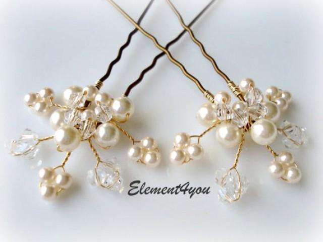 Bridal Hair Piece Wedding Pins Leaves Vines Ivory Bridal Hair Piece Wedding Pins Leaves Vines Ivory Gold Pearl Accessories White Pearls Crystal 2219198 Weddbook