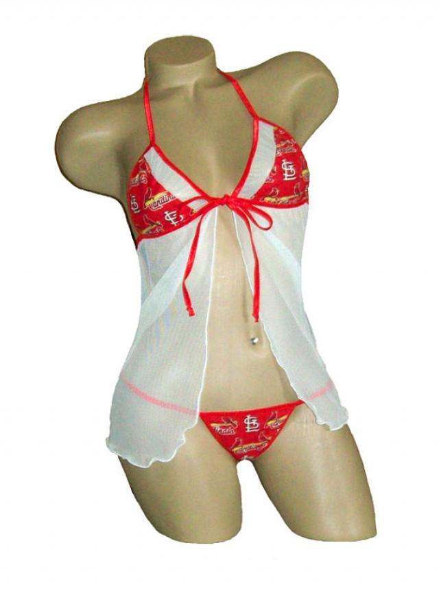 MLB St Louis Cardinals Lingerie Negligee Babydoll Sexy Teddy Set