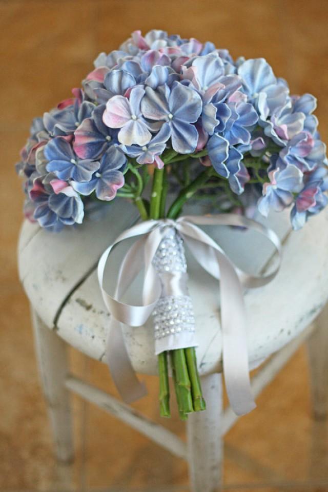 Natural Touch Periwinkle Blue Hydrangea Wedding Bouquet ...