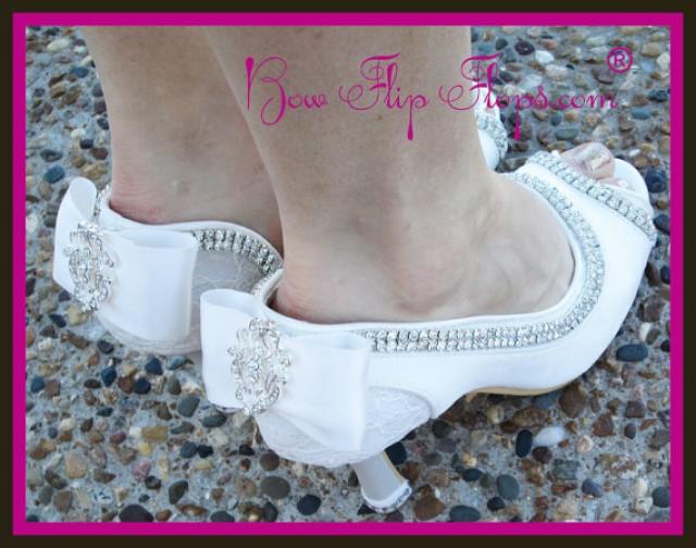 Ivory Wedding Heels Bridal Shoes 3.5 Inch Peep Toe Satin Vintage Lace ...