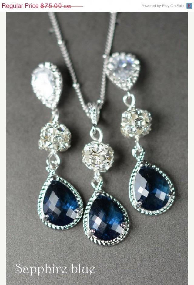 20OFF Navy Blue,sapphire Blue Wedding Jewelry Bridesmaid