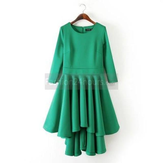 wedding photo - [$23.99]Pleated Dovetail Dress with Three Quarter Sleeves