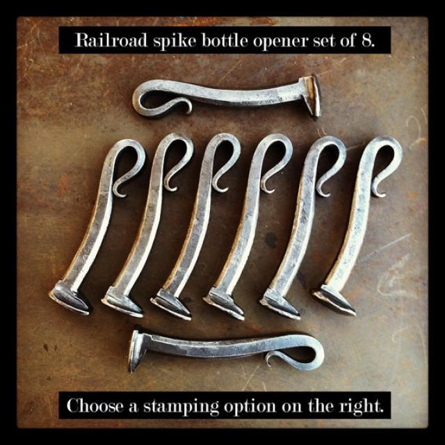 8 groomsmen gifts personalized railroad spike bottle openers