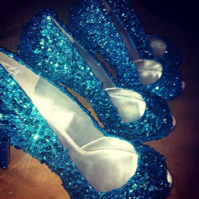 wedding photo - Something Blue wedding shoes for the bride or bridesmaids.  Any color/style. Turquoise shown