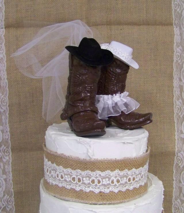 wedding photo - Western Cake Topper-New, Larger Boots, His and Her Western Cowboy Boots-Wedding Cake Topper-Barn Wedding, NEW Larger Boots