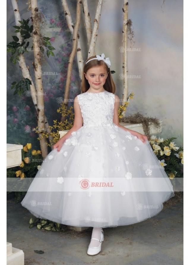 wedding photo - Ball Gown Scoop Ankle-Length Organza Sleeveless Flower Girl Dresses