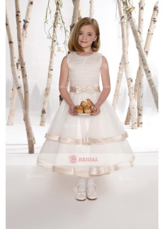 wedding photo - Princess Round Ankle-Length Organza Sleeveless Flower Girl Dresses